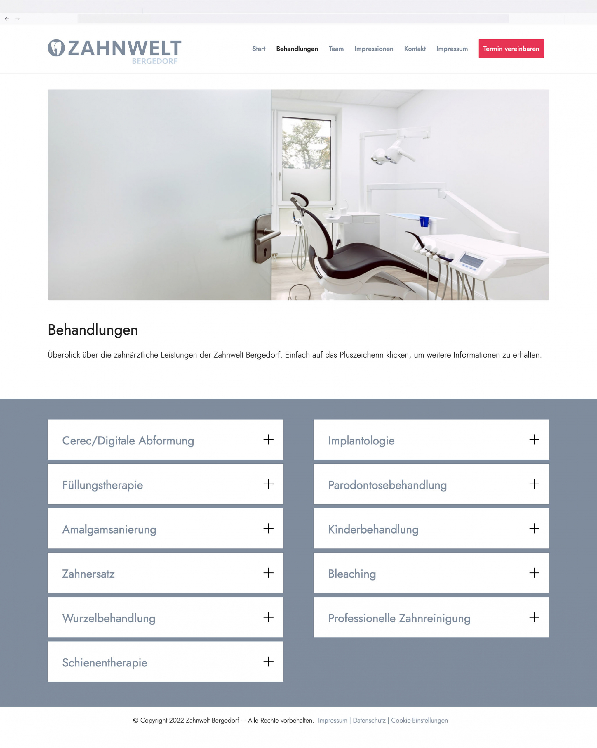 Internetseite Zahnwelt Bergedorf